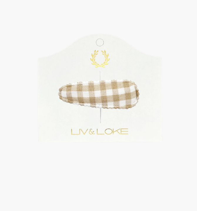 Ilse Fabric Hair Clip, Sand gingham