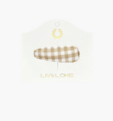 Ilse Fabric Hair Clip, Sand gingham