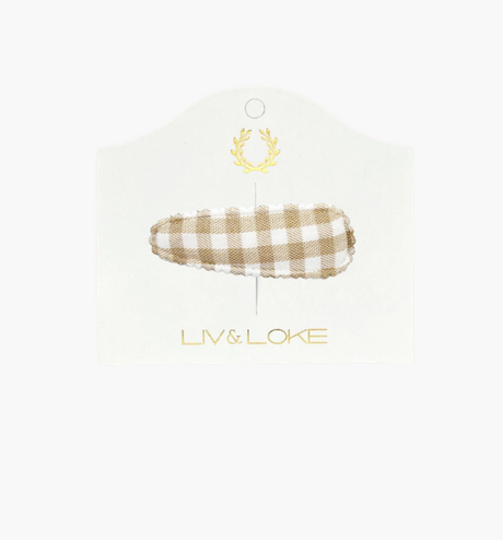 Ilse Fabric Hair Clip, Sand gingham