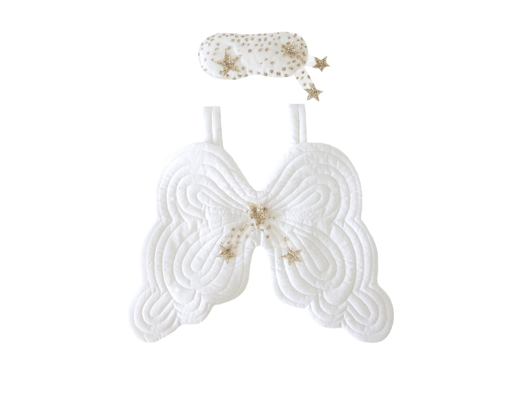 Starry Night Angel Wings & Eyemask Set, White - Bonne Mére