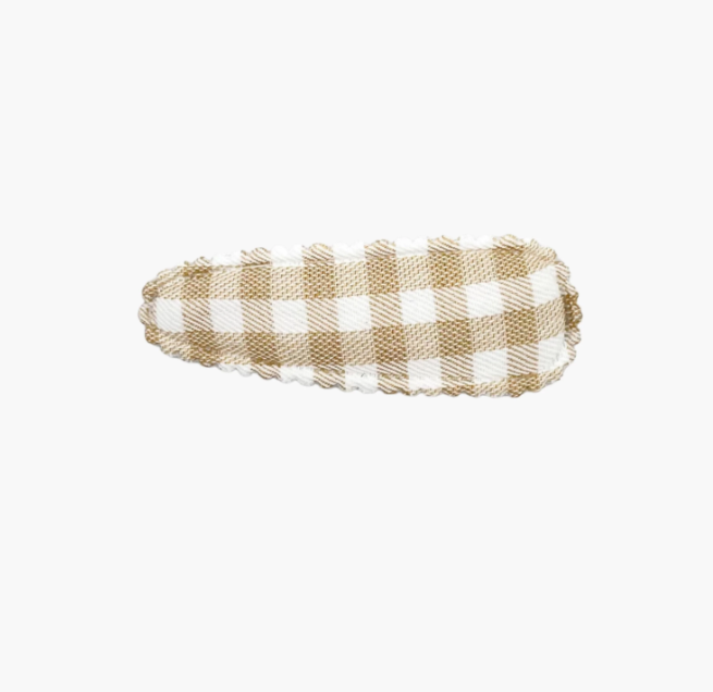 Ilse Fabric Hair Clip, Sand gingham